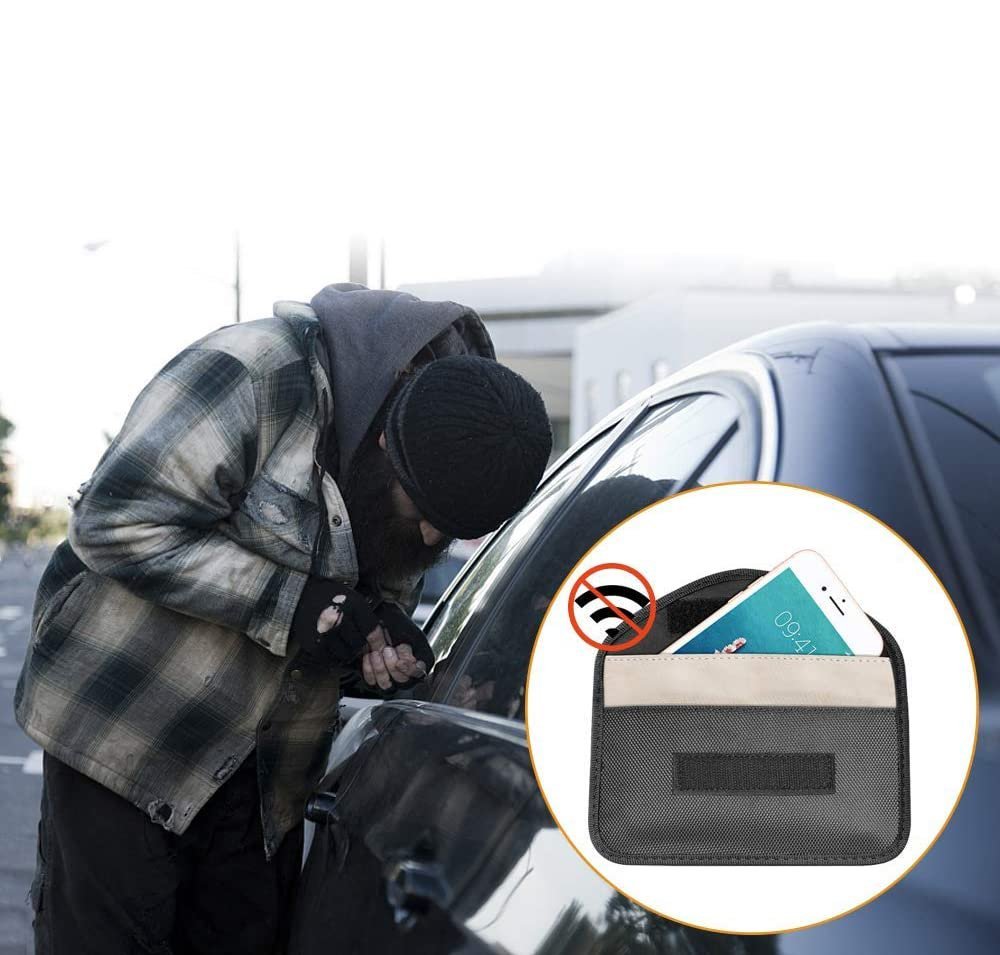 Caixa antifurto para chaves de carro, celular e rádio com bloqueio de interferência, gaiola de Faraday, 20 cm x 11 cm, preta