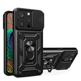 Capa Hybrid Armor Camshield para iPhone 15 Pro Max com Proteção de Câmara – Preta