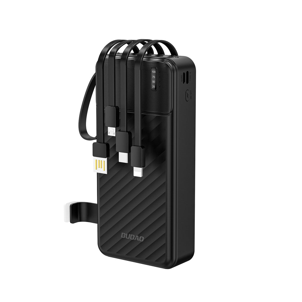 Powerbank Dudao K11 Pro de 20000mAh com cabos integrados - Preta
