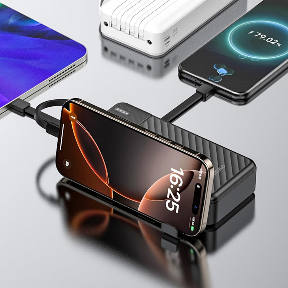 Powerbank Dudao K11 Pro de 20000mAh com cabos integrados - Preta
