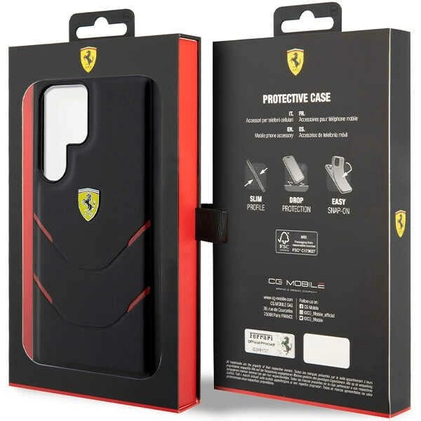 Etui Ferrari Hot Stamp Lines para Samsung Galaxy S23 Ultra - preto