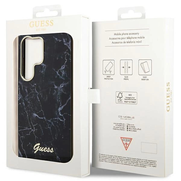 Capa Guess Marble Collection para Samsung Galaxy S23 Ultra - preta