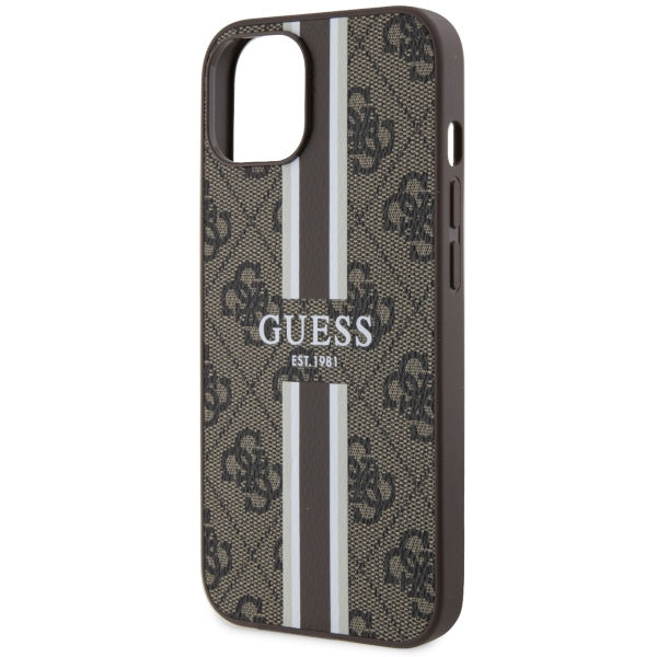 Capa Guess 4G Printed Stripes MagSafe para iPhone 14 Plus - castanho