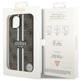 Capa Guess 4G Printed Stripes MagSafe para iPhone 14 Plus - castanho