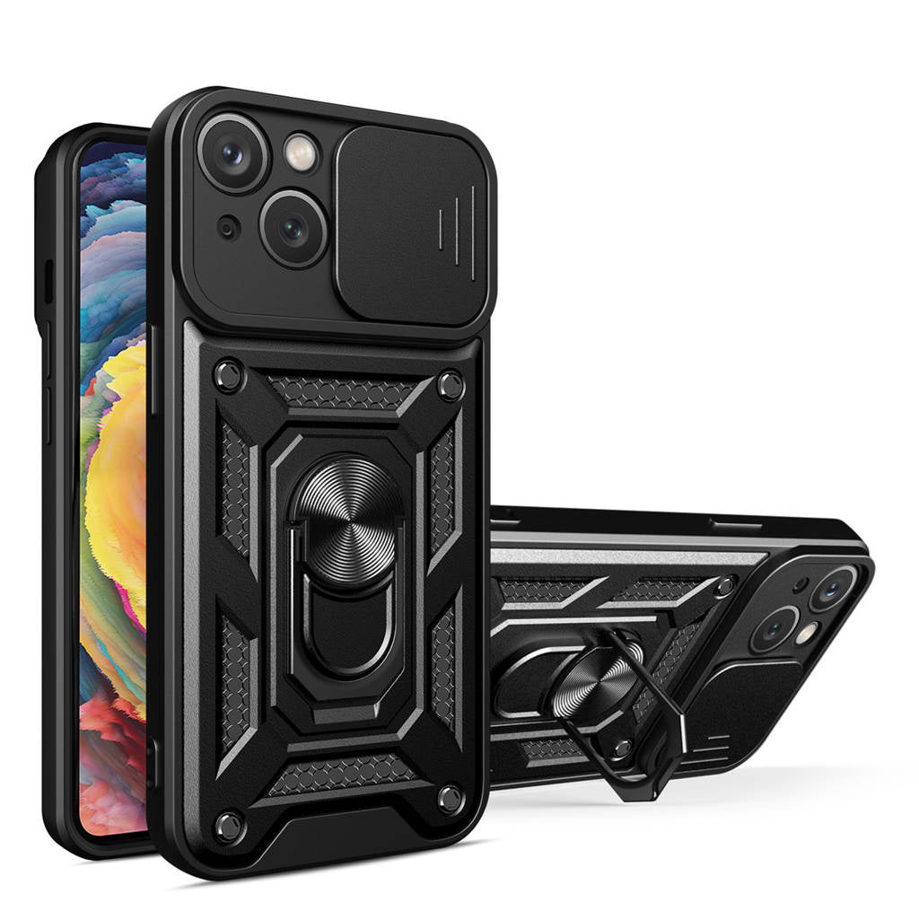 Capa Hybrid Armor Camshield para iPhone 14 com Proteção de Câmara – Preta