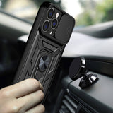 Capa Hybrid Armor Camshield para iPhone 14 com Proteção de Câmara – Preta