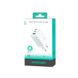 Carregador de Parede Joyroom JR-TG10 65W GaN 2x USB-C + USB-A com cabo USB-C 1,2m 100W - Branco