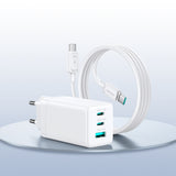 Carregador de Parede Joyroom JR-TG10 65W GaN 2x USB-C + USB-A com cabo USB-C 1,2m 100W - Branco