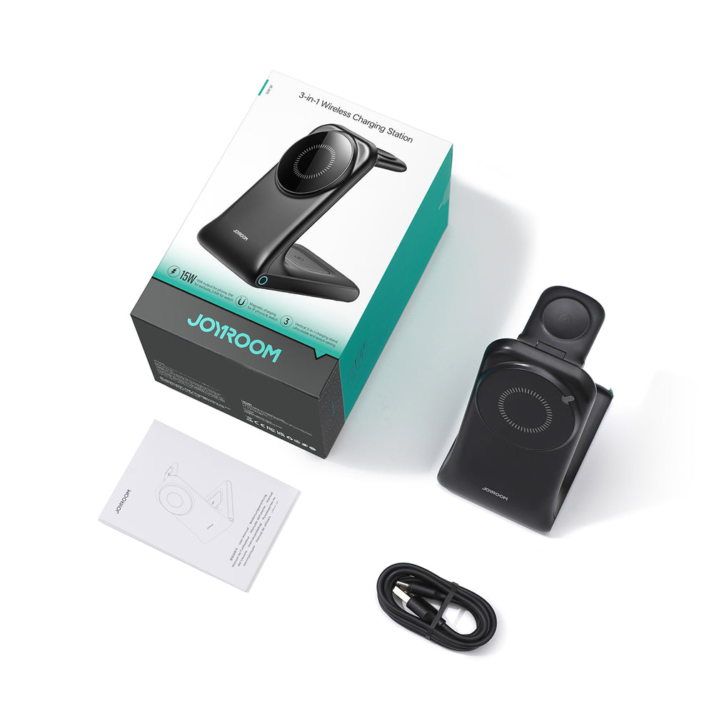 Joyroom JR-W15 – Estação de Carregamento 3 em 1 Wireless com MagSafe – Preto