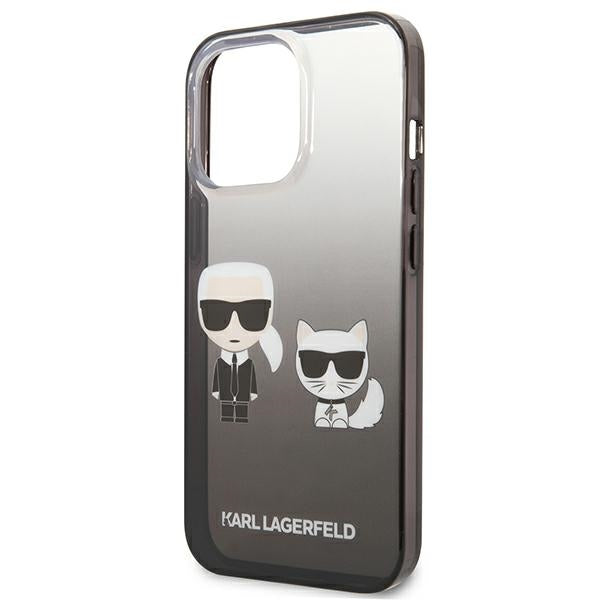 Estojo Karl Lagerfeld Gradient Ikonik Karl&Choupette para iPhone 13 Pro / iPhone 13 - preto