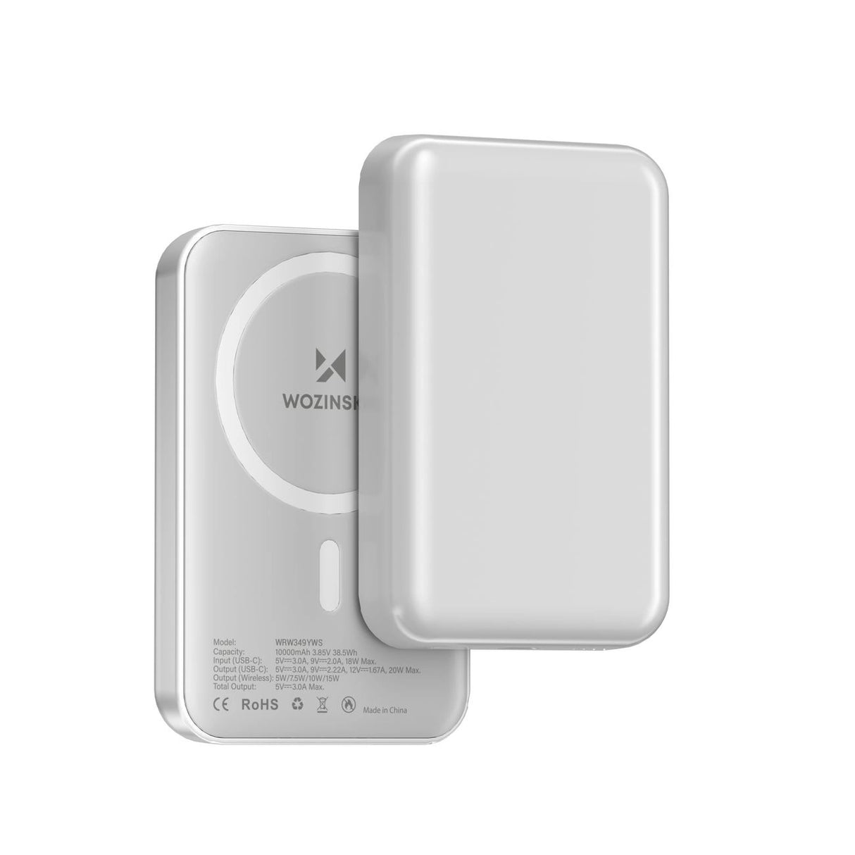 Wozinsky Batería Externa Magnética 10000mAh Powerbank Branco + Cabo USB-C