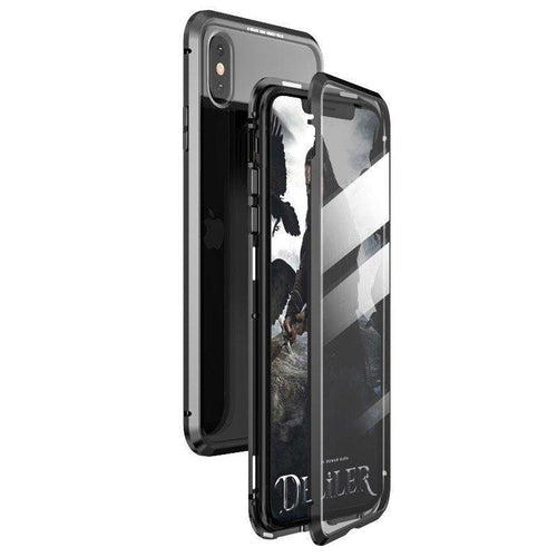 Capa Magnética Completa Wozinsky, capa magnética 360 com proteção frontal e traseira com vidro embutido para Samsung Galaxy A72 4G preto-transparente