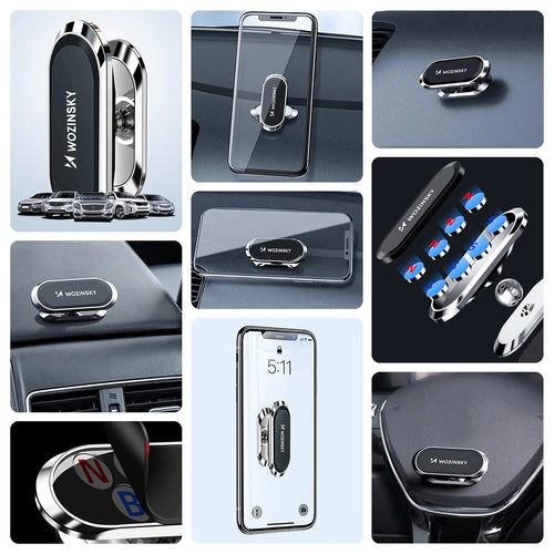 Wozinsky suporte magnético para carro no painel 360 autoadesivo preto (WMH-05)