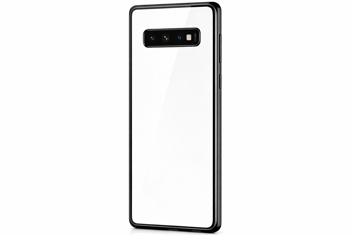 Capa com Borda Metálica e Traseira em Vidro para Samsung Galaxy S10 Plus – Preto