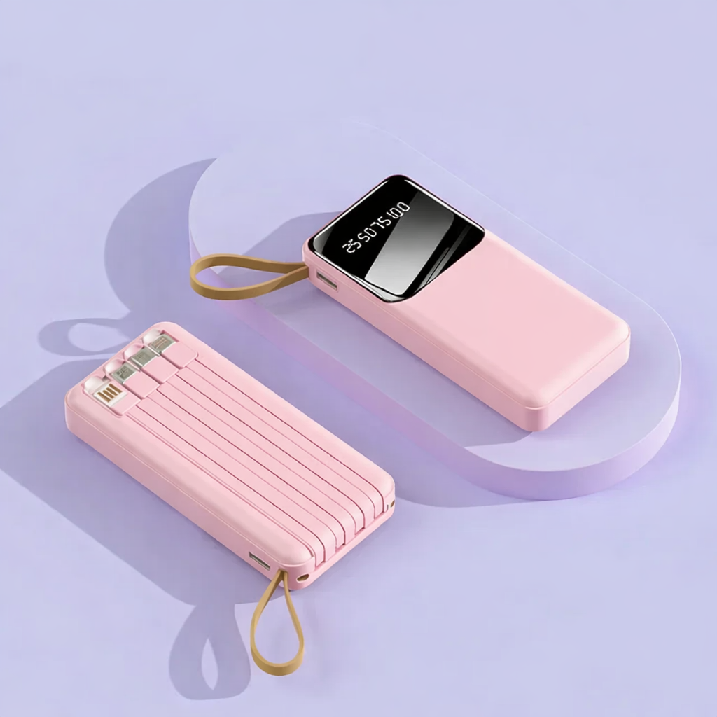 Power Bank 10000mAh com Cabos Integrados - Multi4you®