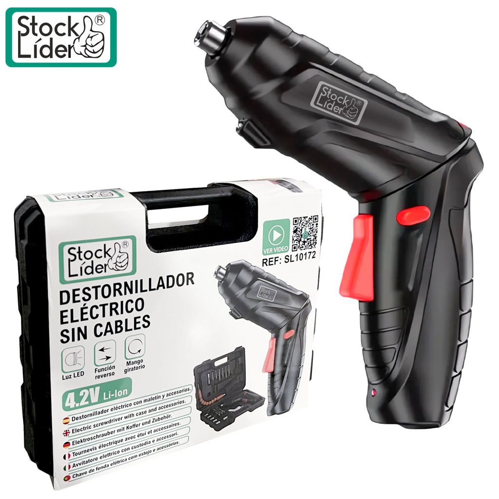 Aparafusadora Elétrica Sem Fios 4.2V com Bateria Li-Ion, Luz LED e Kit de Pontas  - Multi4you®