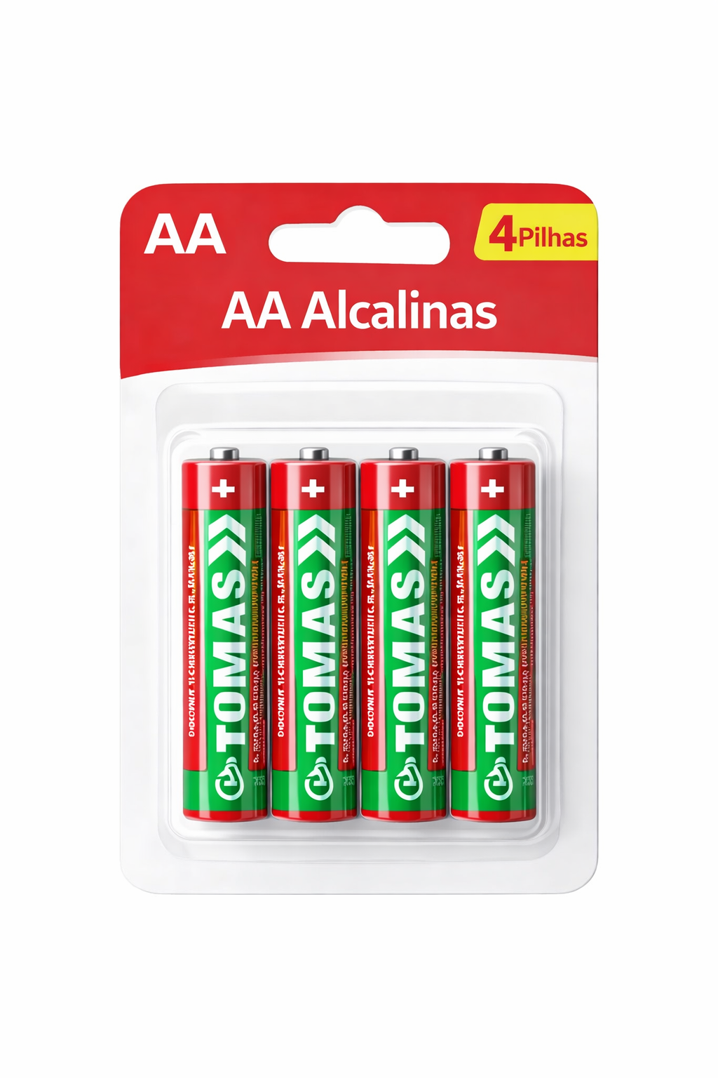 Pack de 4 Pilhas AA Alcalinas – TOMAS