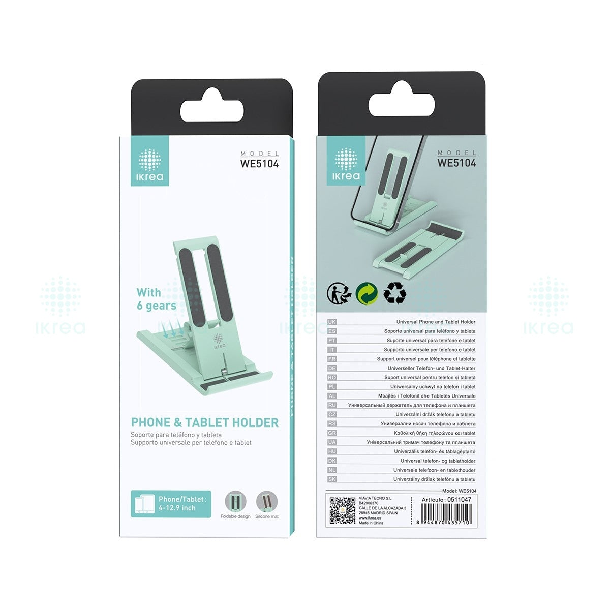 Suporte Universal Ajustável para Telemóvel e Tablet (4–12,9”) – Verde