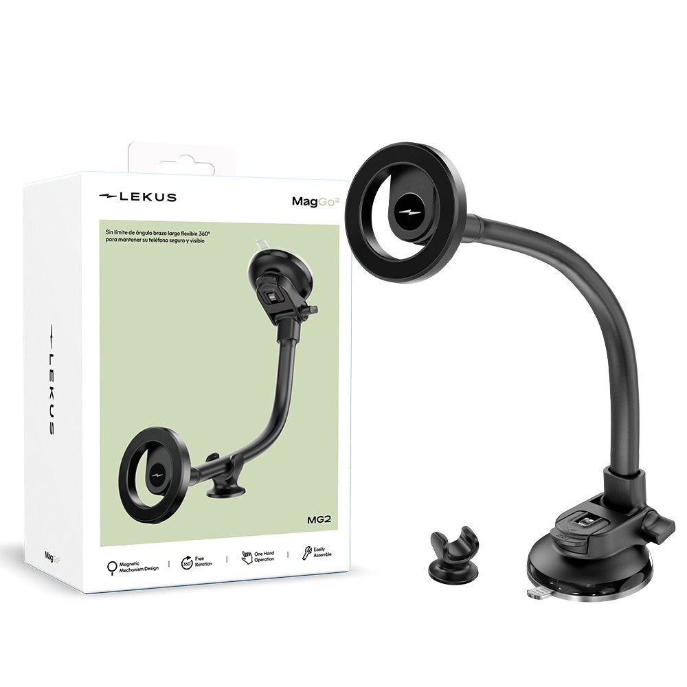 Suporte Magnético de Braço Longo com Fixação de Ventosa - Lekus MagGo2