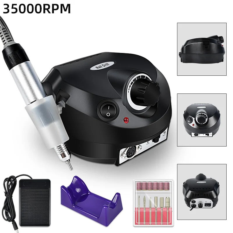 Broca Elétrica de Unha Profissional – 35.000 RPM - Preta