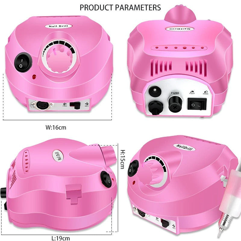 Broca Elétrica de Unha Profissional – 35.000 RPM - Rosa