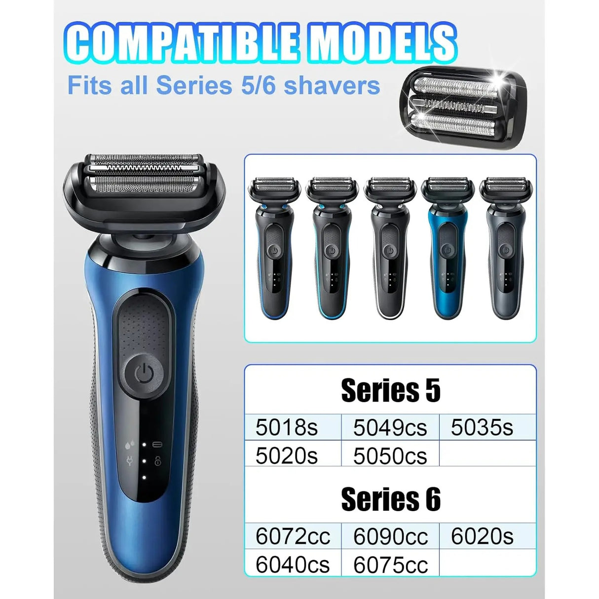 Cabeça de Substituição 53B para Barbeador Elétrico Braun Série 5 e Série 6 Multi4you