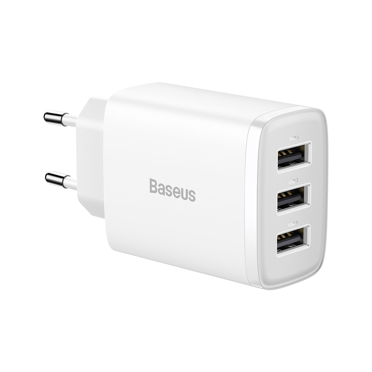 Baseus Compact Carregador de Rede 3x USB 17W Branco (CCXJ020102)