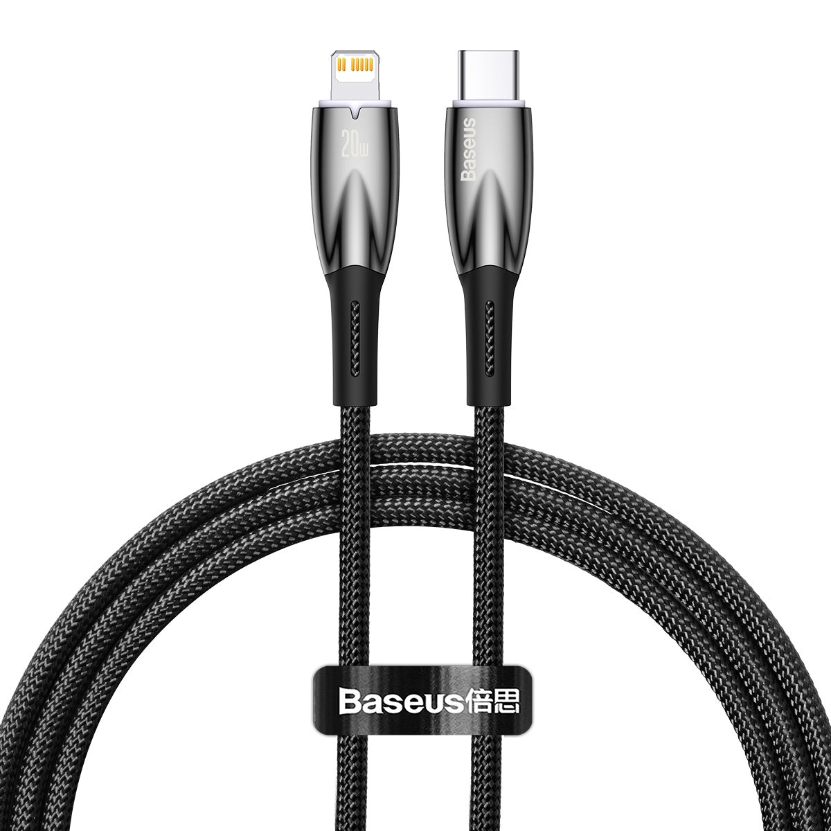 Baseus Glimmer Series cabo de carregamento rápido USB-C para Lightning 480Mb/s PD 20W 1m preto