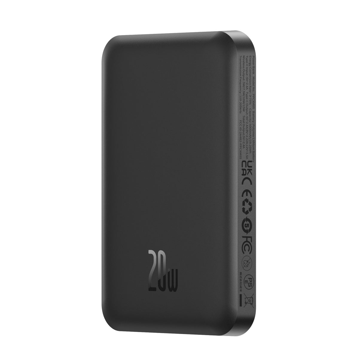 Banco de energia mini Baseus 5000mAh 20W + cabo USB-C (20V/3A) - preto