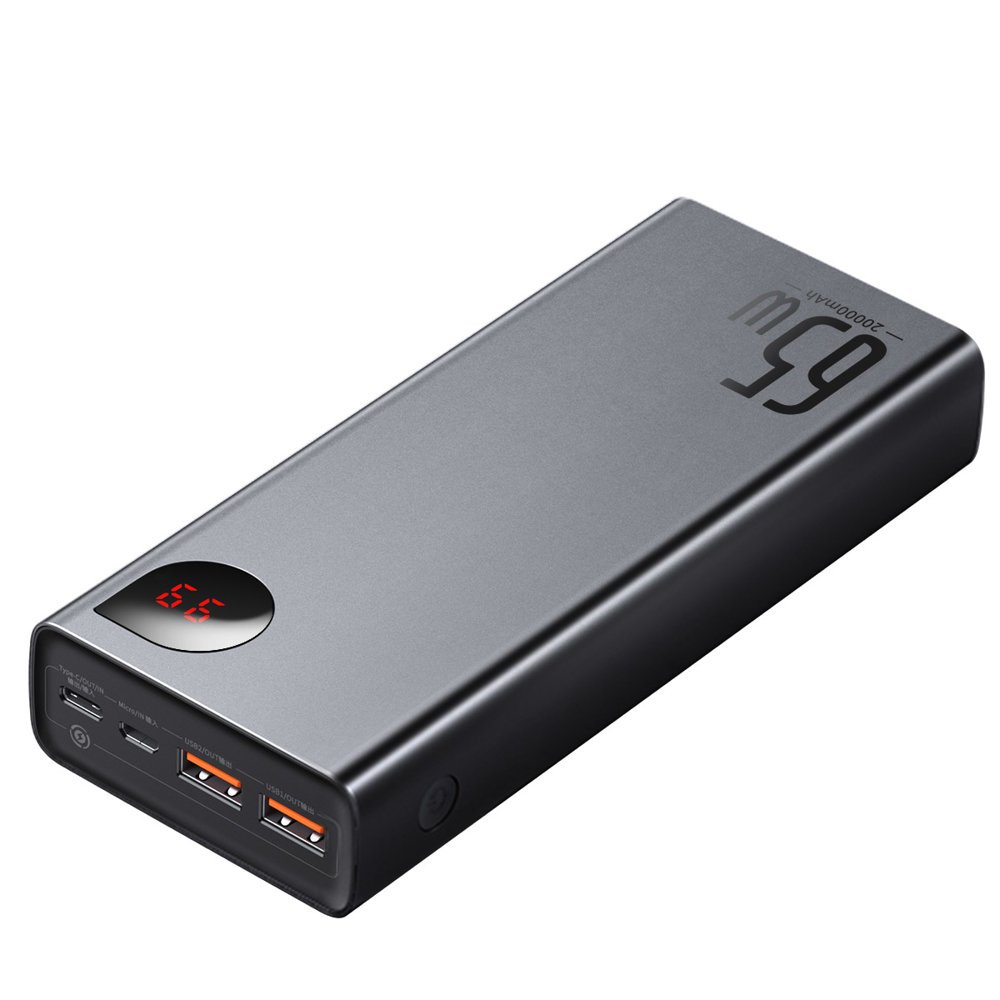 Baseus Adaman powerbank 2x USB / 1x USB Tipo C / 1x micro USB 20000mAh 65W Quick Charge 4.0 Power Delivery preto (PPIMDA-D01)