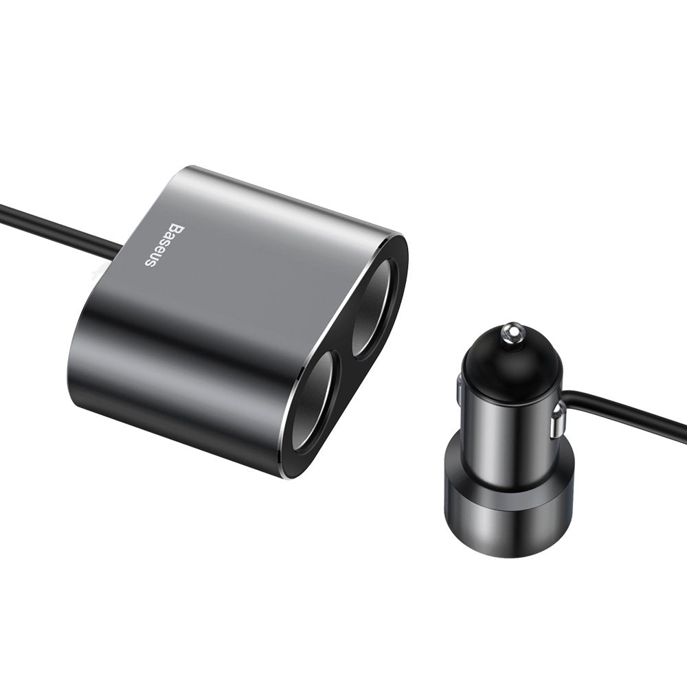 Baseus divisor/extensor de carregador de carro com 2x USB 3.1A 17W + 2x soquete de isqueiro 80W preto (CRDYQ-01)