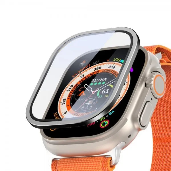 Vidro temperado Dux Ducis Flas com moldura de alumínio para Apple Watch Ultra 49mm - preto