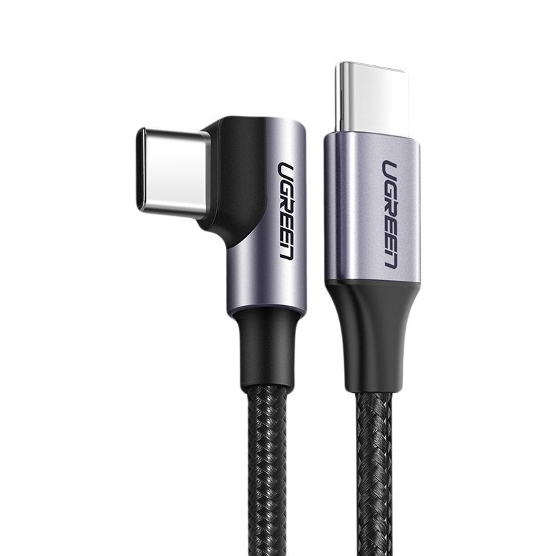 Ugreen cabo angular USB Tipo C - USB Tipo C Power Delivery 60 W 20 V 3 A 1 m preto-cinza (US255 50123)