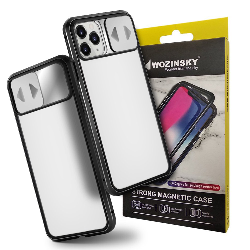 Capa deslizante magnética para câmera Wozinsky, capa magnética 360 para todo o telefone, vidro para tela, proteção para câmera Huawei P40 Lite 5G preto