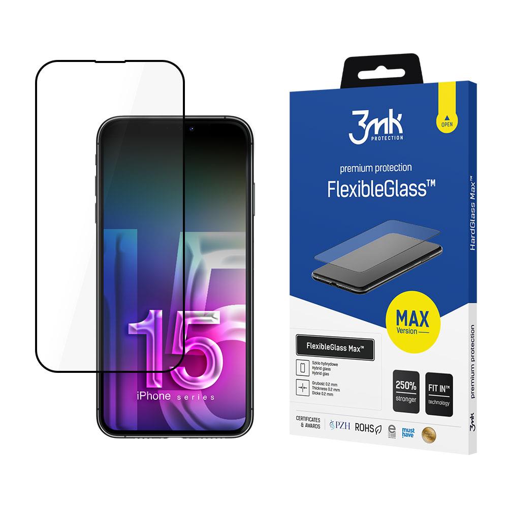 Vidro híbrido 3mk FlexibleGlass Max™ para iPhone 15 Plus