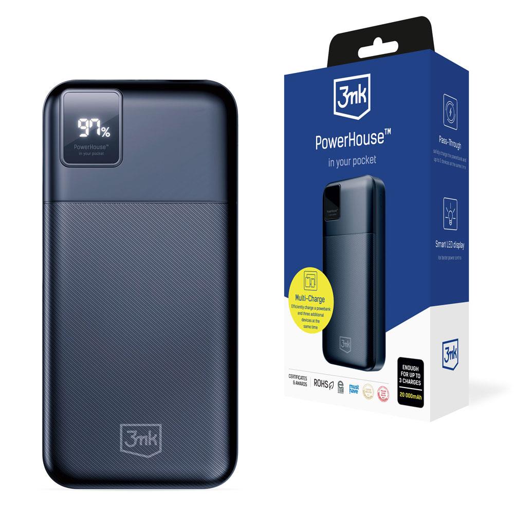 Powerbank 3mk PowerHouse 20000 mAh 2x USB-A 1x USB-C - preto