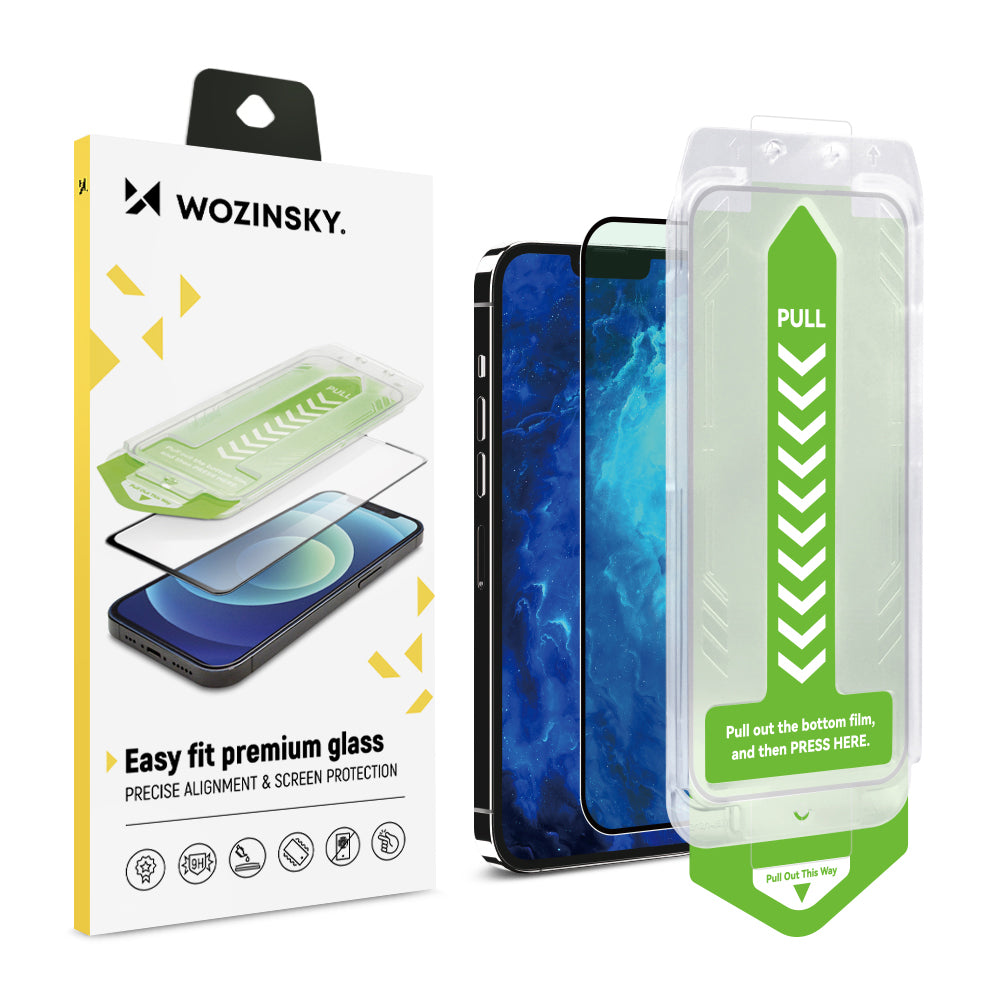 Vidro temperado 9H com moldura de montagem para iPhone 14 Wozinsky Premium Glass - preto