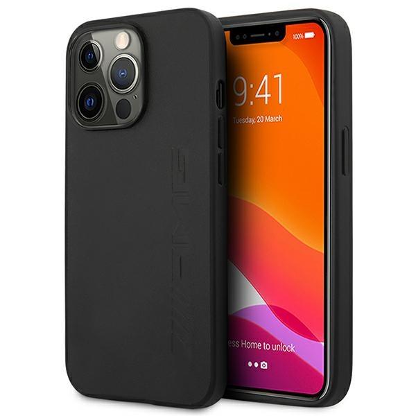 Etui AMG de Couro com Gravação a Quente para iPhone 14 Pro Max - preto