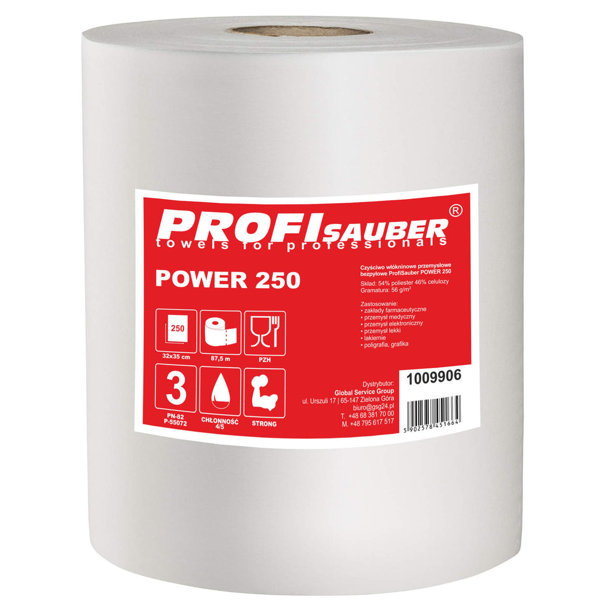 Pano de limpeza industrial absorvente de fibra não tecida ProfiSauber POWER 250