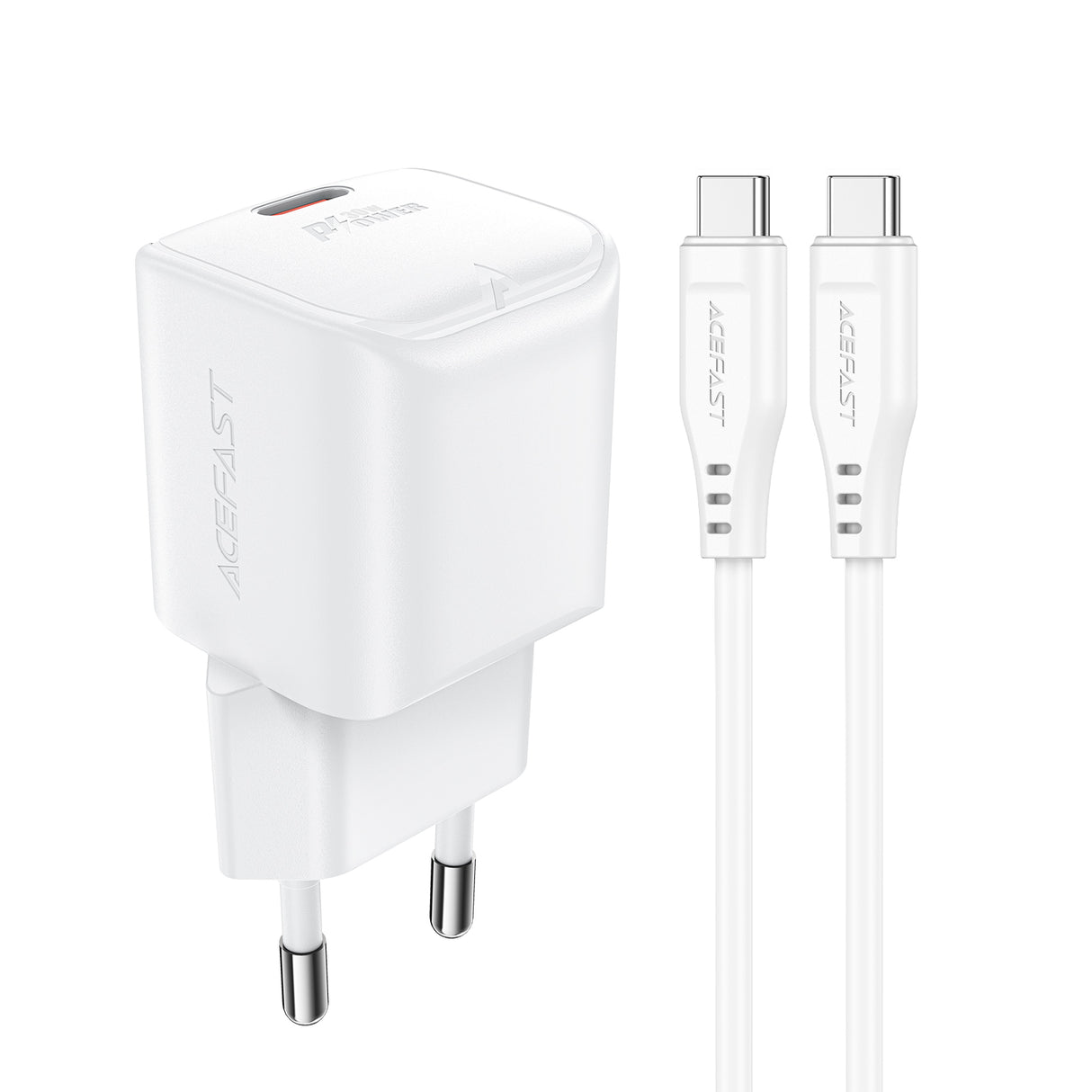 Carregador de Rede Acefast A77 Mini PD 30W GaN + cabo USB-C - branco
