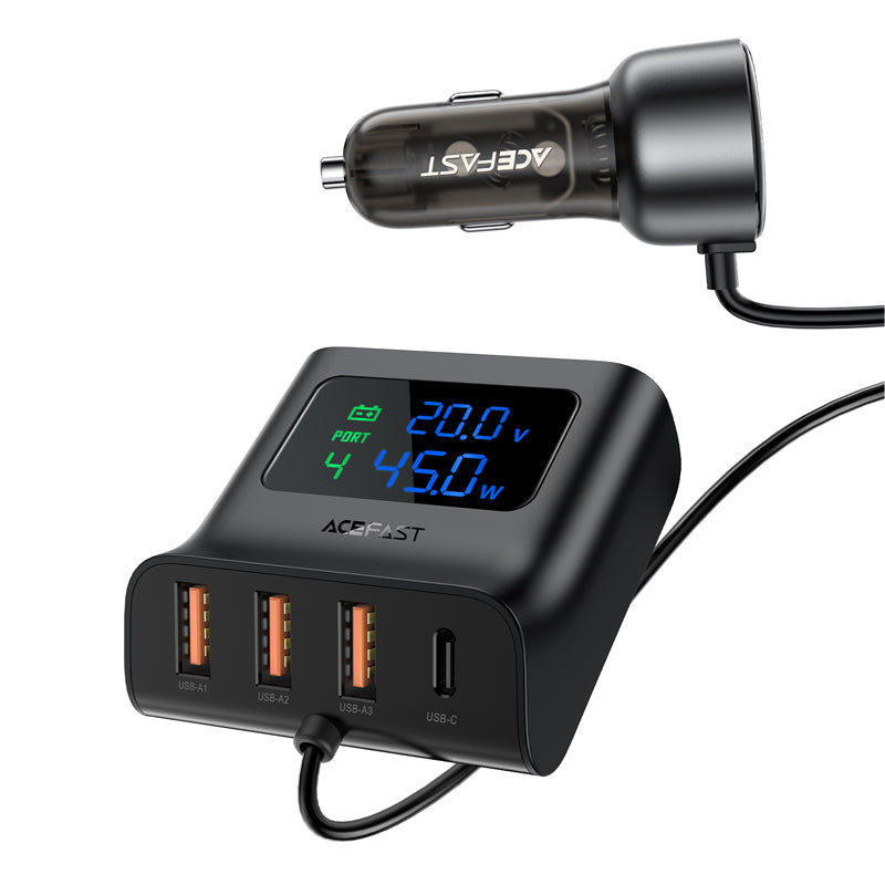Carregador de carro Acefast B11 138W USB-A USB-C com 6 portas - preto