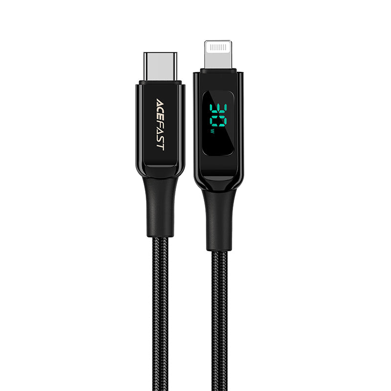 Cabo Acefast MFI USB Tipo C para Lightning 1,2m, 30W, 3A preto (C6-01 Black)