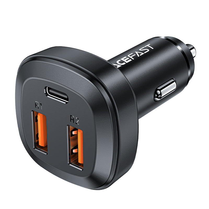 Acefast Carregador de carro 66W 2x USB / USB Tipo C, PPS, Power Delivery, Quick Charge 4.0, AFC, FCP, SCP preto (B9)