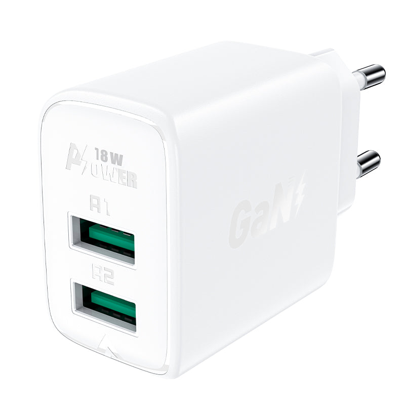 Acefast Carregador de rede 2x USB 18W QC 3.0, AFC, FCP branco (A33 branco)