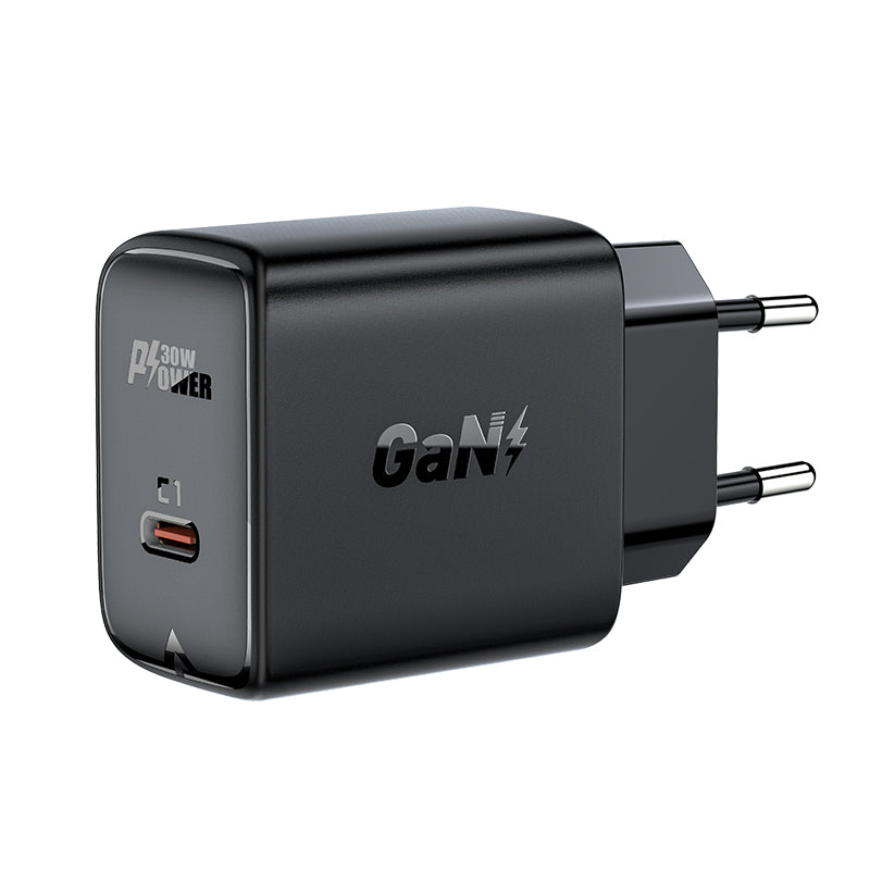 Acefast Carregador de Rede GaN USB Tipo C 30W, PD, QC 3.0, AFC, FCP preto (A21 preto)