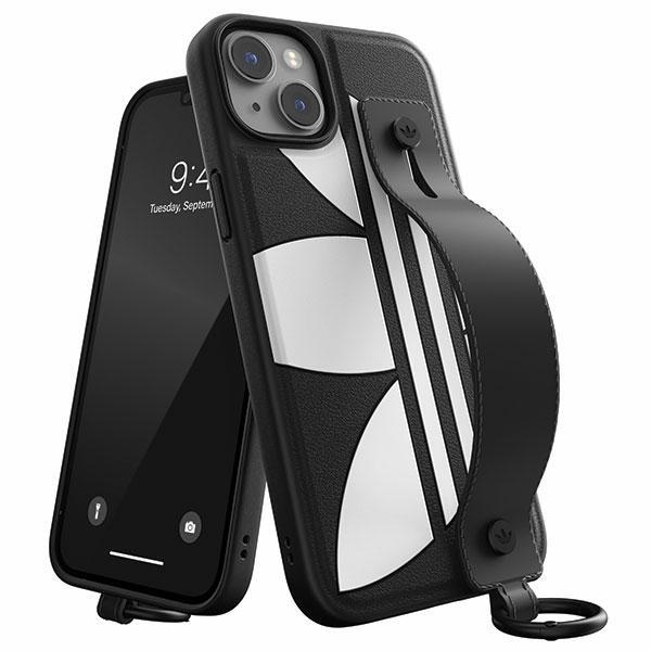 Capa com Alça de Mão Adidas OR para iPhone 14 Plus - preto e branco