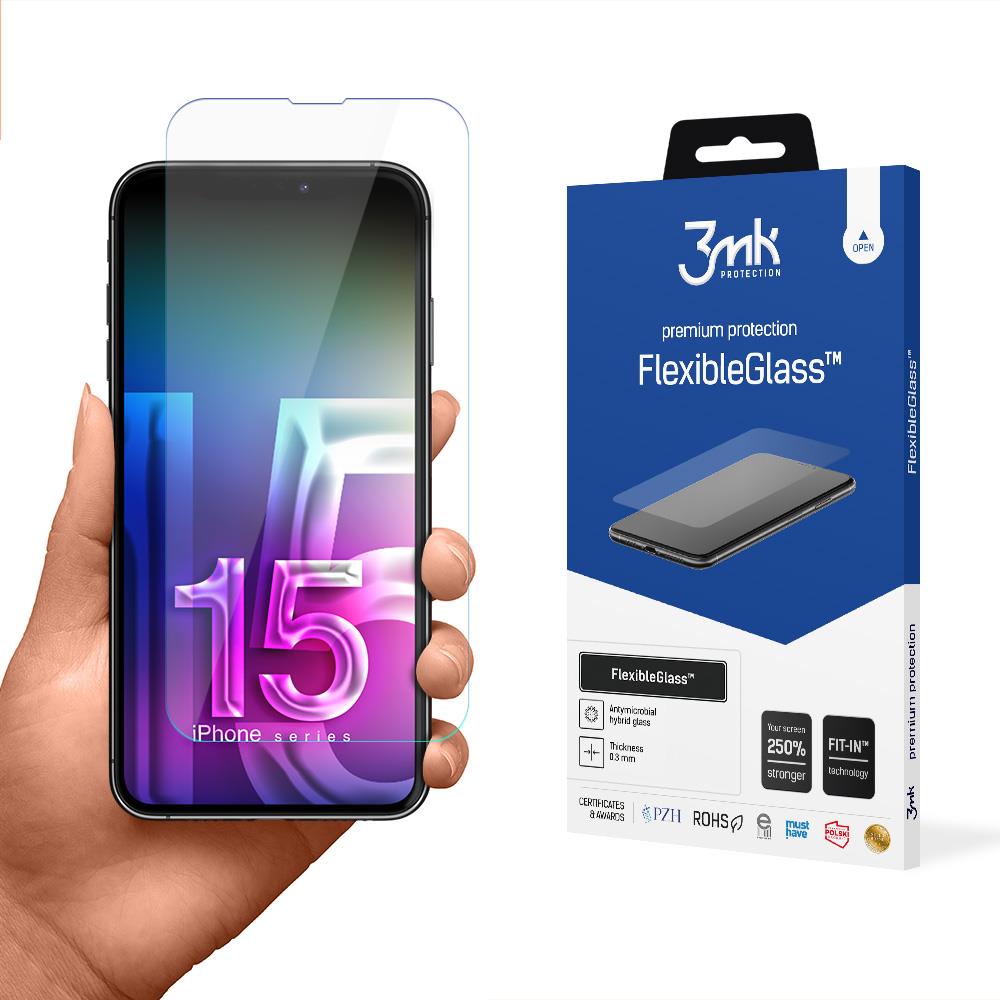 Vidro híbrido 3mk FlexibleGlass™ para iPhone 15 Pro