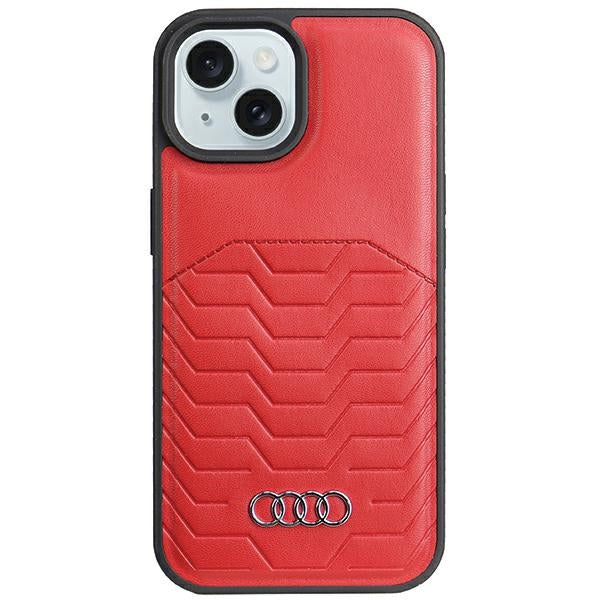 Capa Audi de Couro Sintético com MagSafe para iPhone 15 Plus / 14 Plus - vermelha