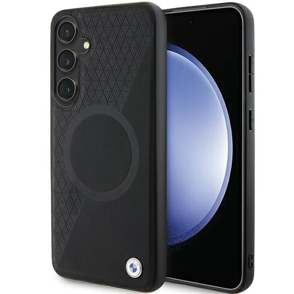 Etui BMW Signature Leather Half Textured & Circle MagSafe para Samsung Galaxy S24 - preto