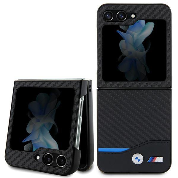 Etui BMW Leather Carbon para Samsung Galaxy Z Flip 5 - preto